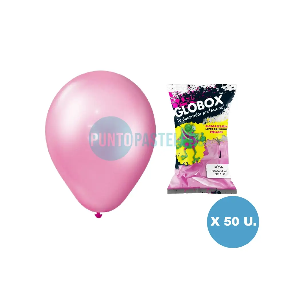 PACK GLOBO GLOBOX PERLADO 12" ROSA PASTEL (X 50 U.)