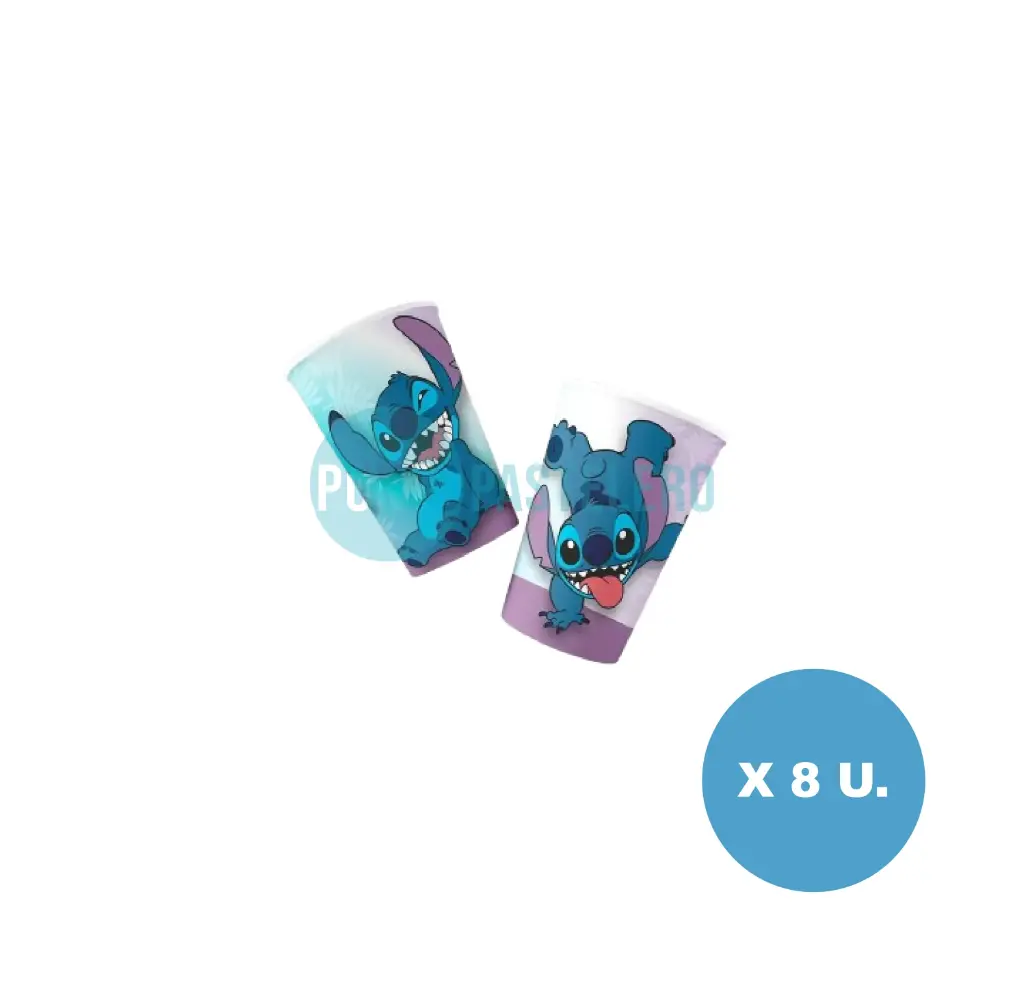 [7798342407153] VASO DE POLIPAPEL STITCH (8 U.)