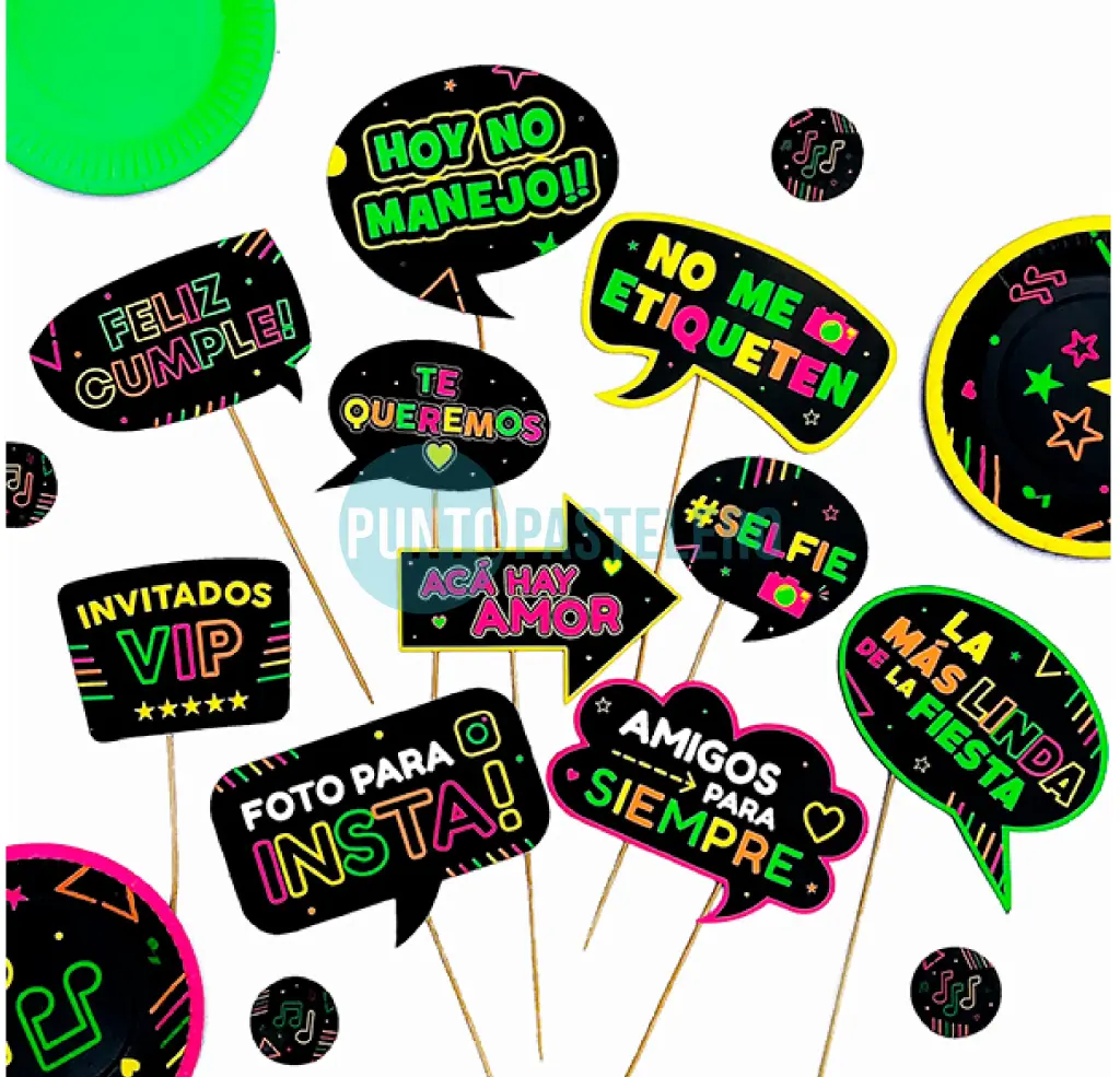 PINCHE PARA FOTO FIESTA FLUO (PROPS) (10 U.)