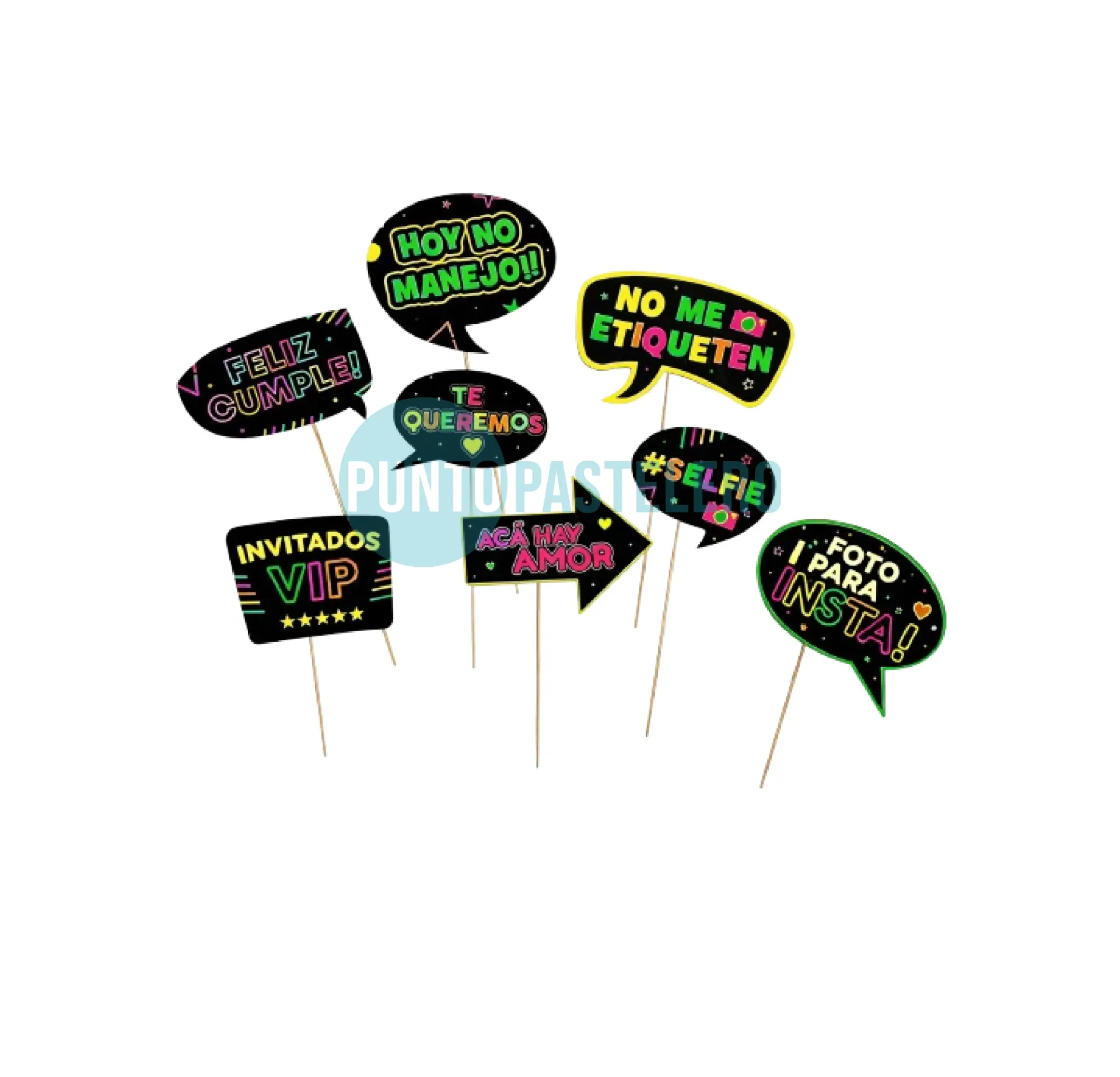 PINCHE PARA FOTO FIESTA FLUO (PROPS) (10 U.)