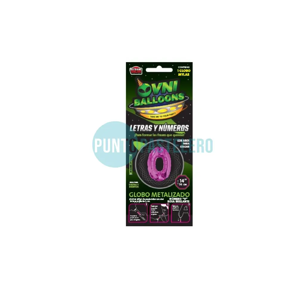 GLOBO NUMERO 0 - 40 CM - FUCSIA (OVNI BALLOONS)