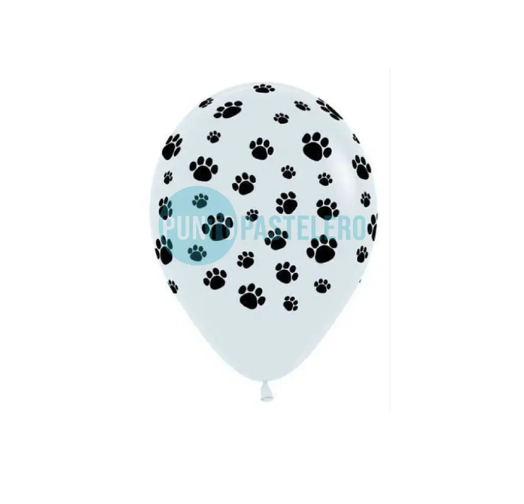 GLOBO IMPRESO BLANCO CON HUELLAS 12" (X U.)