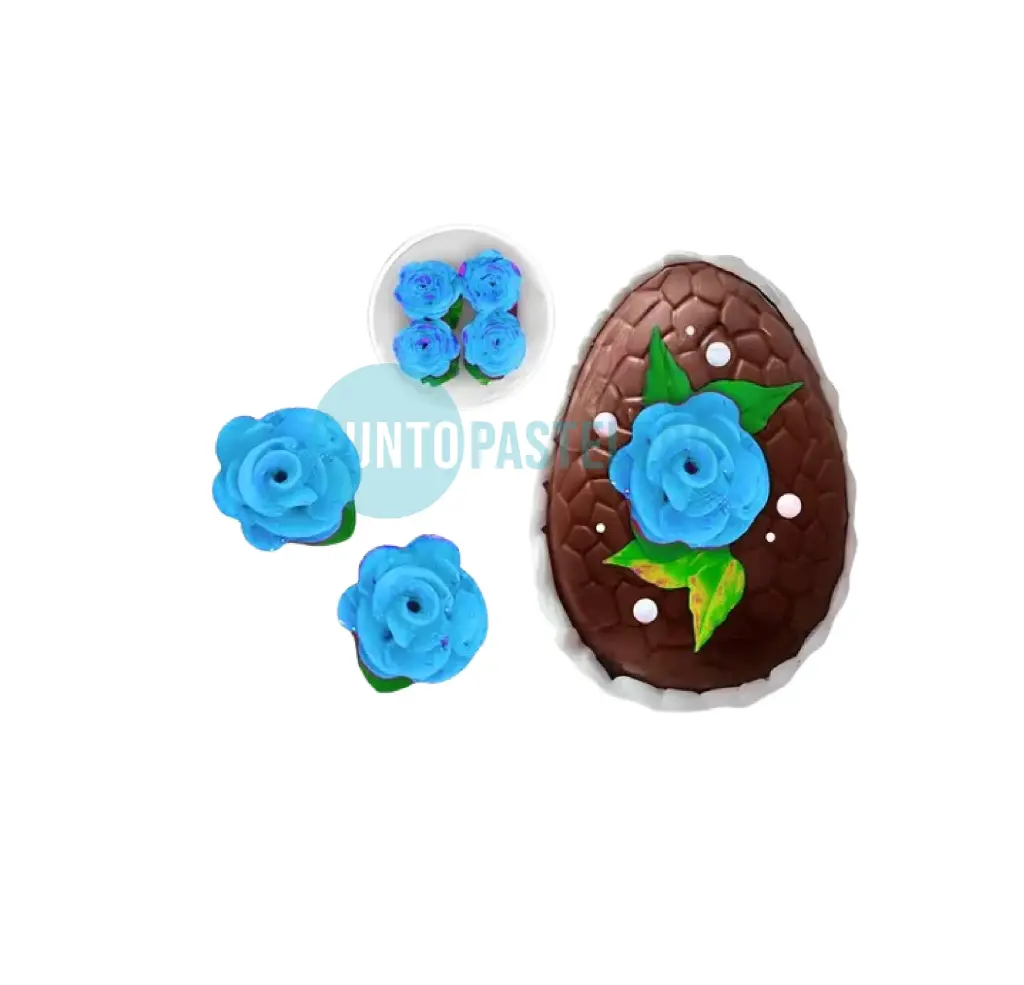 FLOR DE AZUCAR ESPECIAL ROSA GRANDE CON HOJA (X 3 U.)