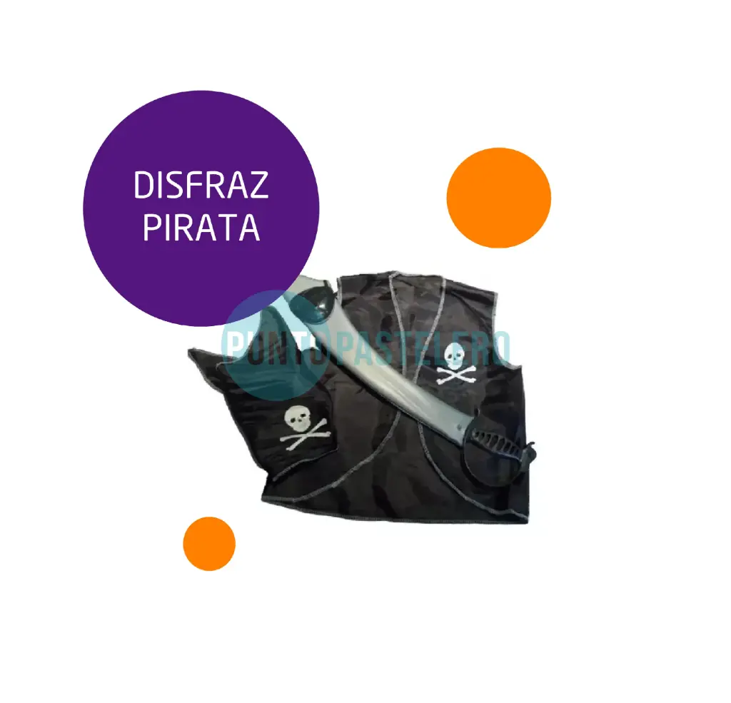 SET DISFRAZ PIRATA (PAÑUELO - CHALECO - ESPADA - PARCHE)