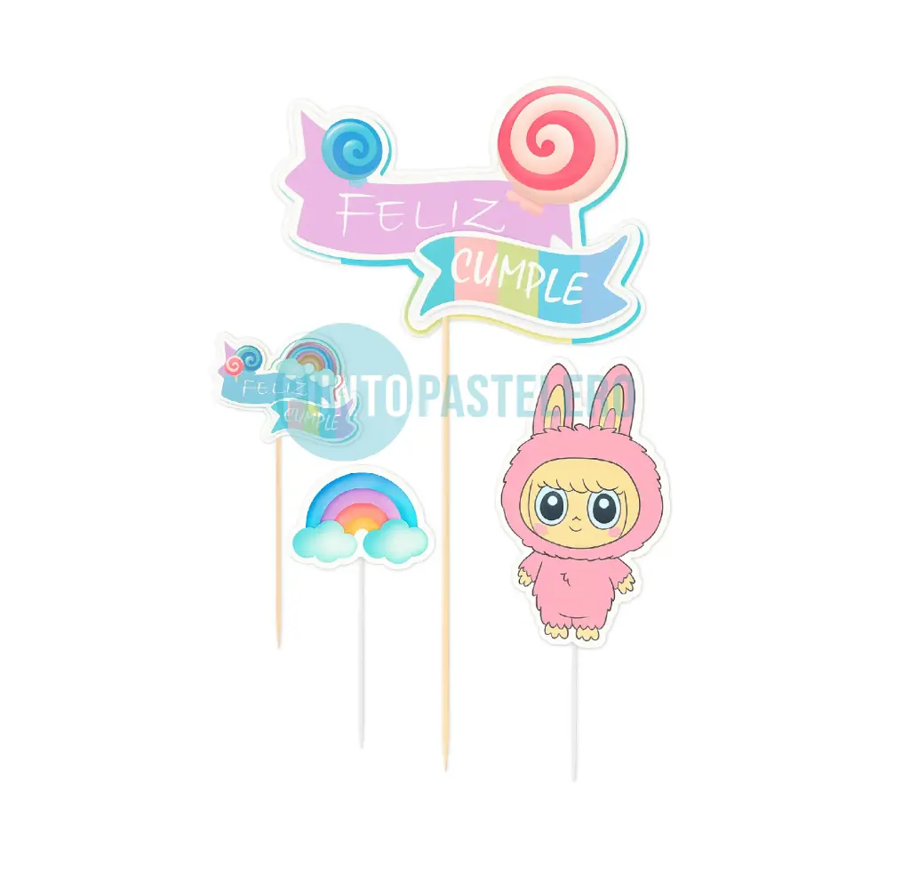 ADORNO SET FELIZ CUMPLE 3D LABUBU