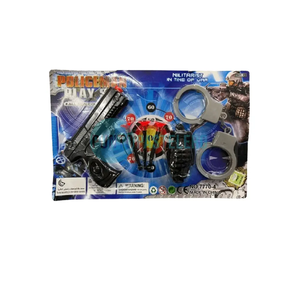 SET DE POLICIA EN BLISTER (PISTOLA - GRANADA - ESPOSAS)