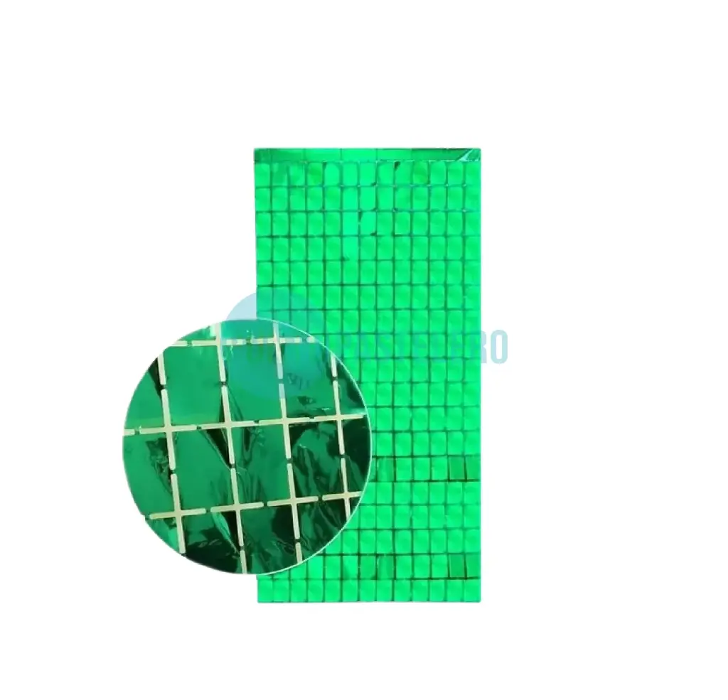 CORTINA METALIZADA BRICK WALL GRANDE VERDE LASER (1 X 2 MT.)