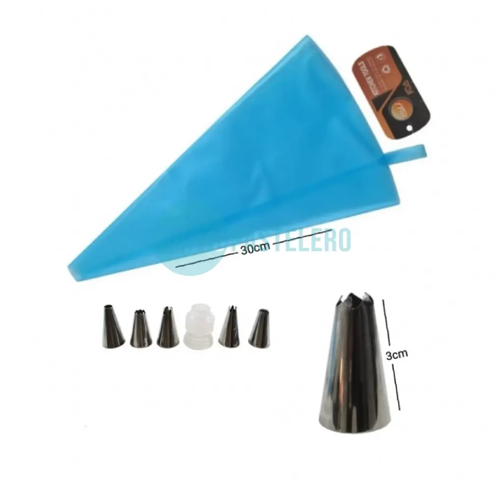 MANGA SILICONA 30 CM + 6 PICOS Y ACOPLE