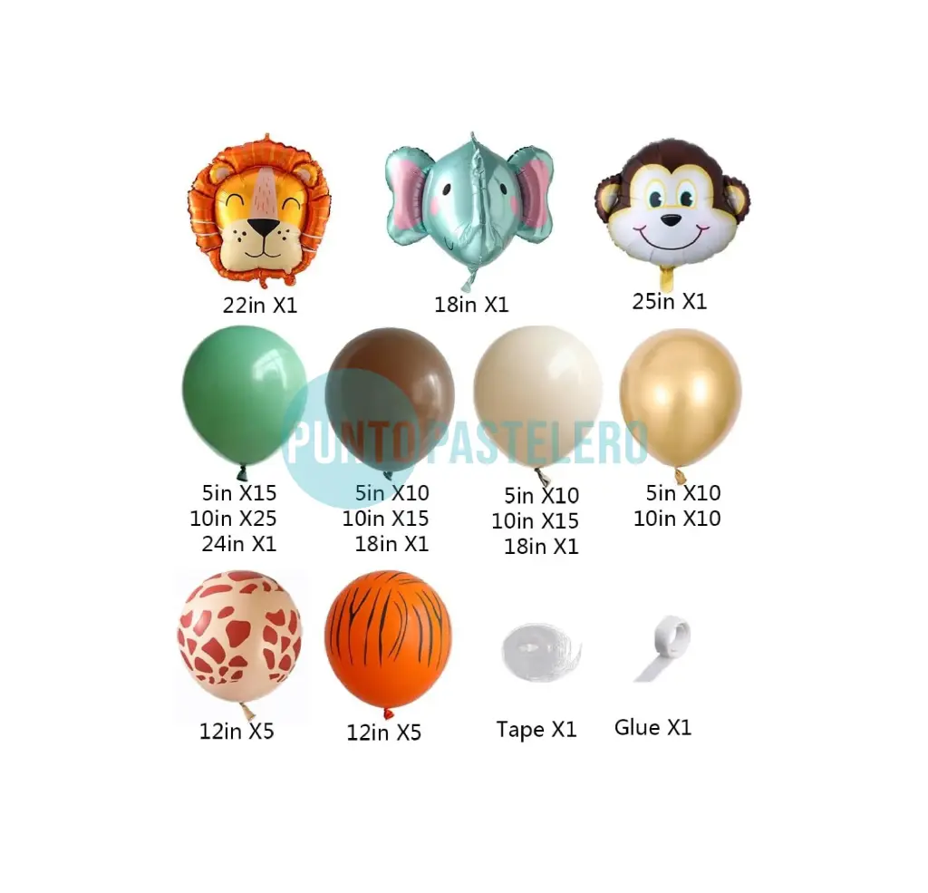 SET DE GLOBOS ANIMALES CON CORTINA (100 PZ)