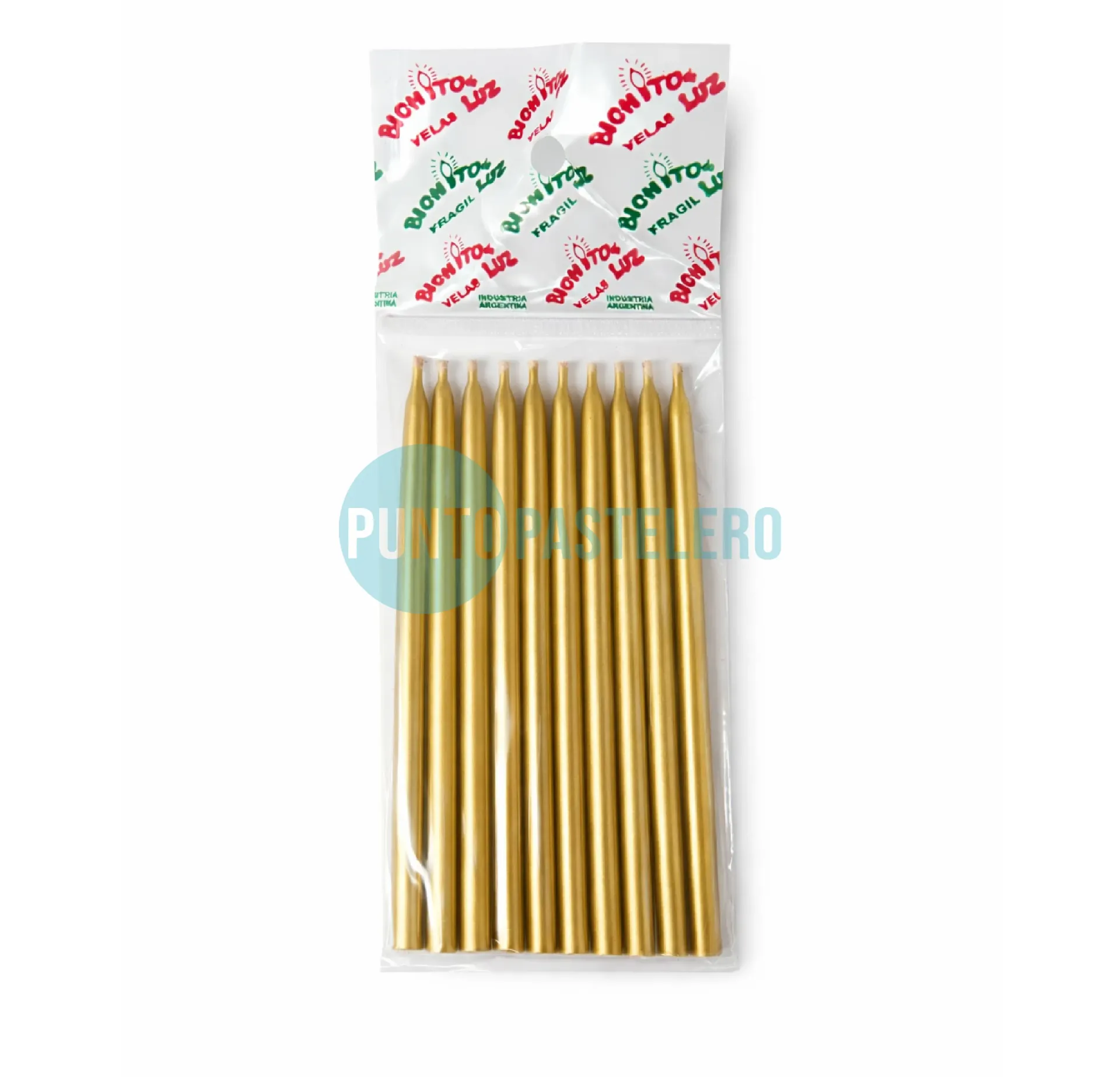 VELA PERLADA 10 CM DORADA (X 10 U.)