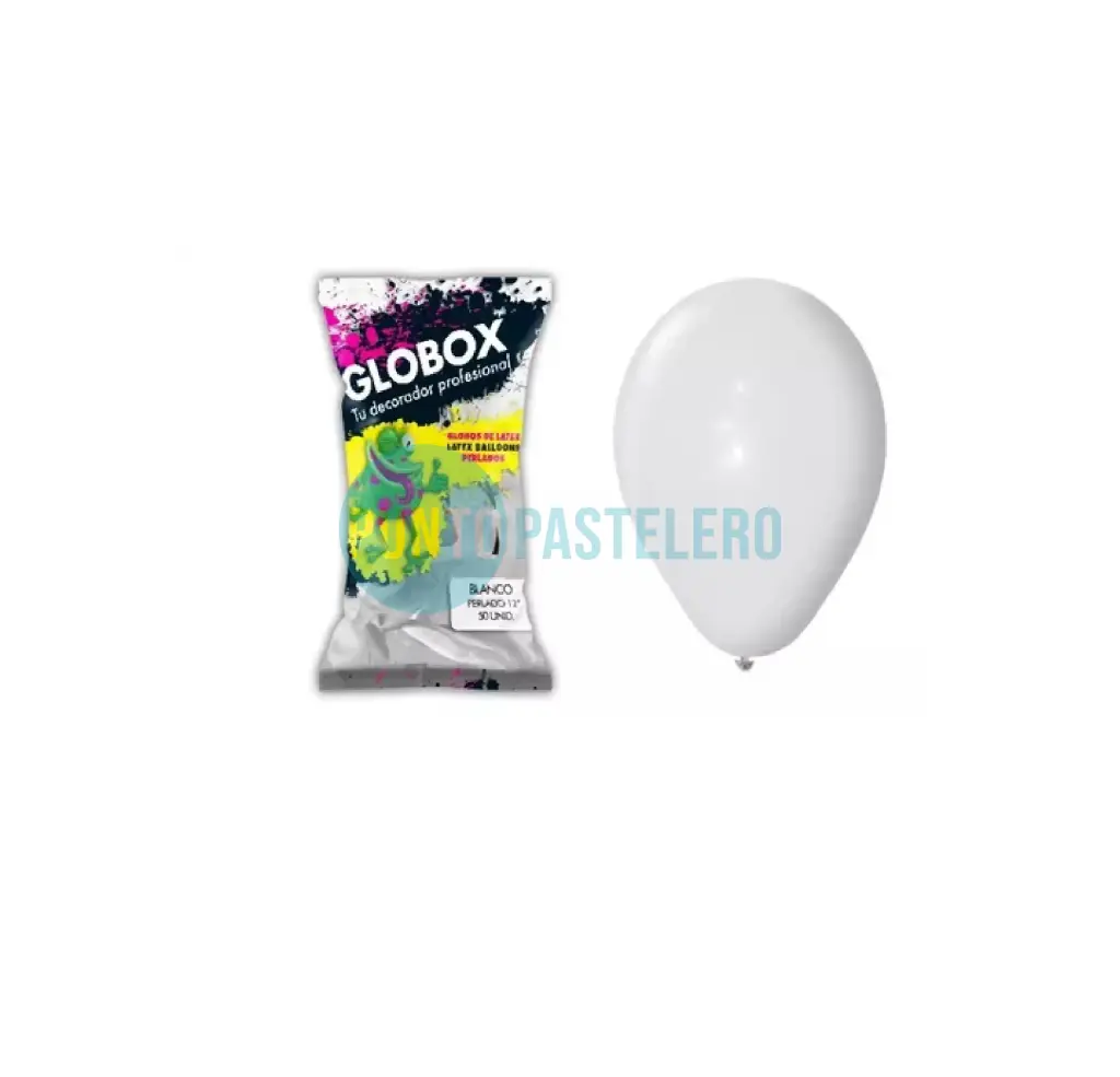 PACK GLOBO GLOBOX 5" BLANCO (X 50 U.)