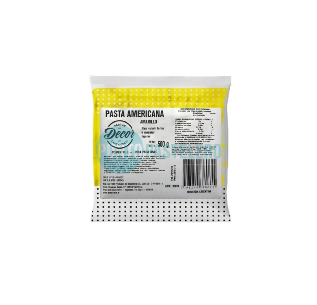 [7798244380219] DECOR PASTA AMERICANA COLOR AMARILLO (X 500 GR.)