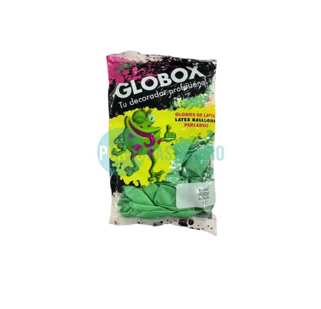 PACK GLOBO GLOBOX PERLADO 12" VERDE MANZANA (X 50 U.)