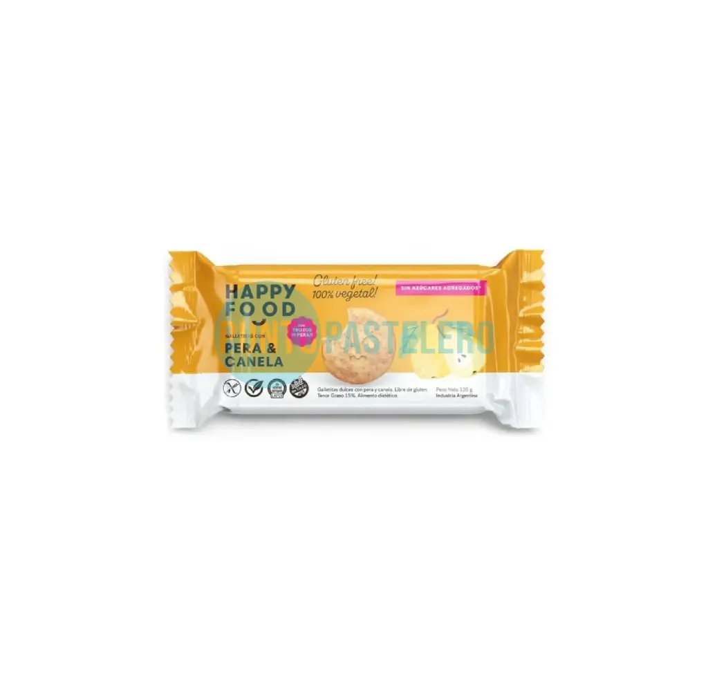 [7798308250335] GALLETITAS PERA Y CANELA HAPPY FOOD (X 120 GR.) (SIN TACC) (SIN AZUCAR)