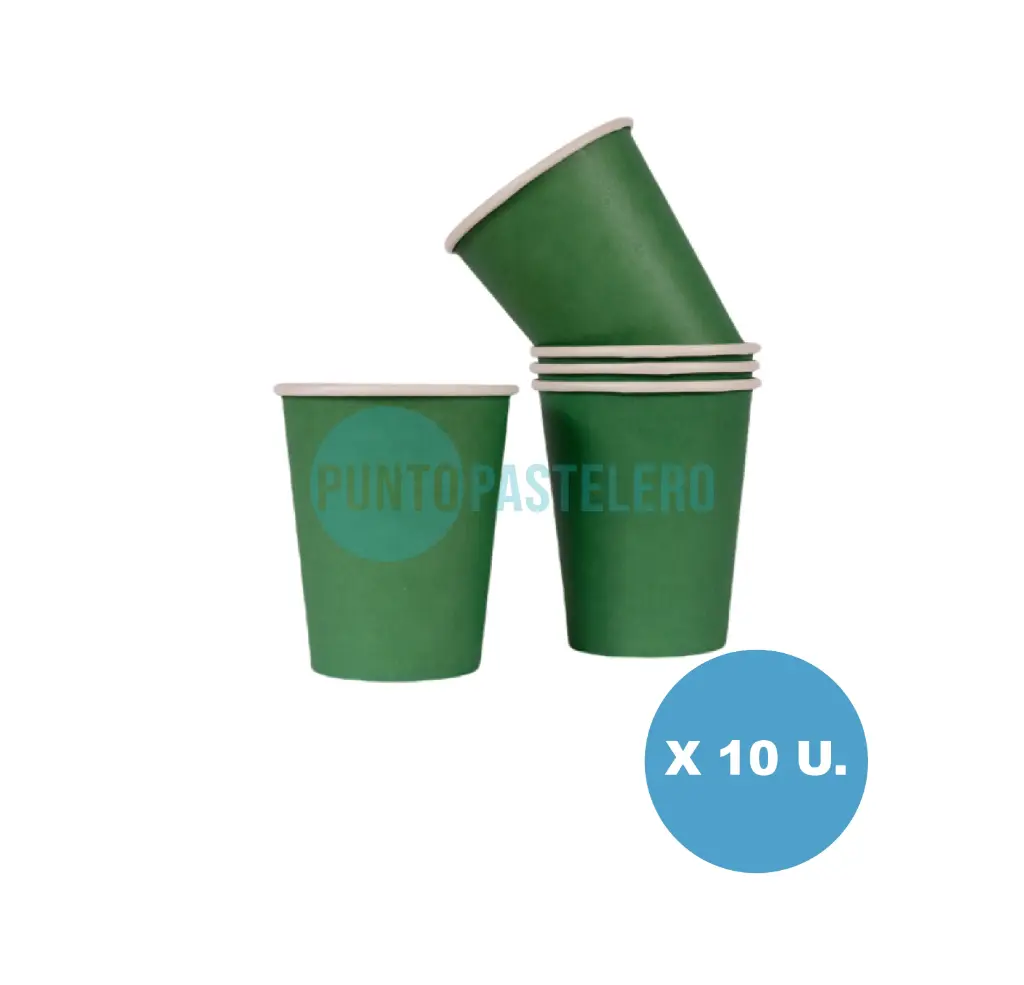 [7798342405012] VASO POLIPAPEL VERDE LISO (10 U.)