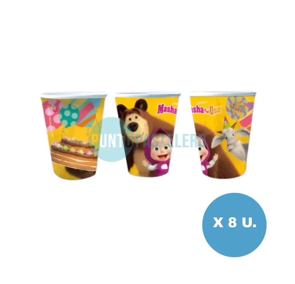 VASO POLIPAPEL MASHA Y EL OSO (8 U.)