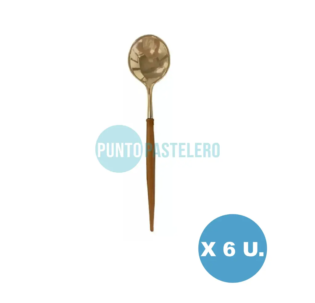 CUCHARITA SIMIL MADERA SOPHIE DORADO (6 U.)