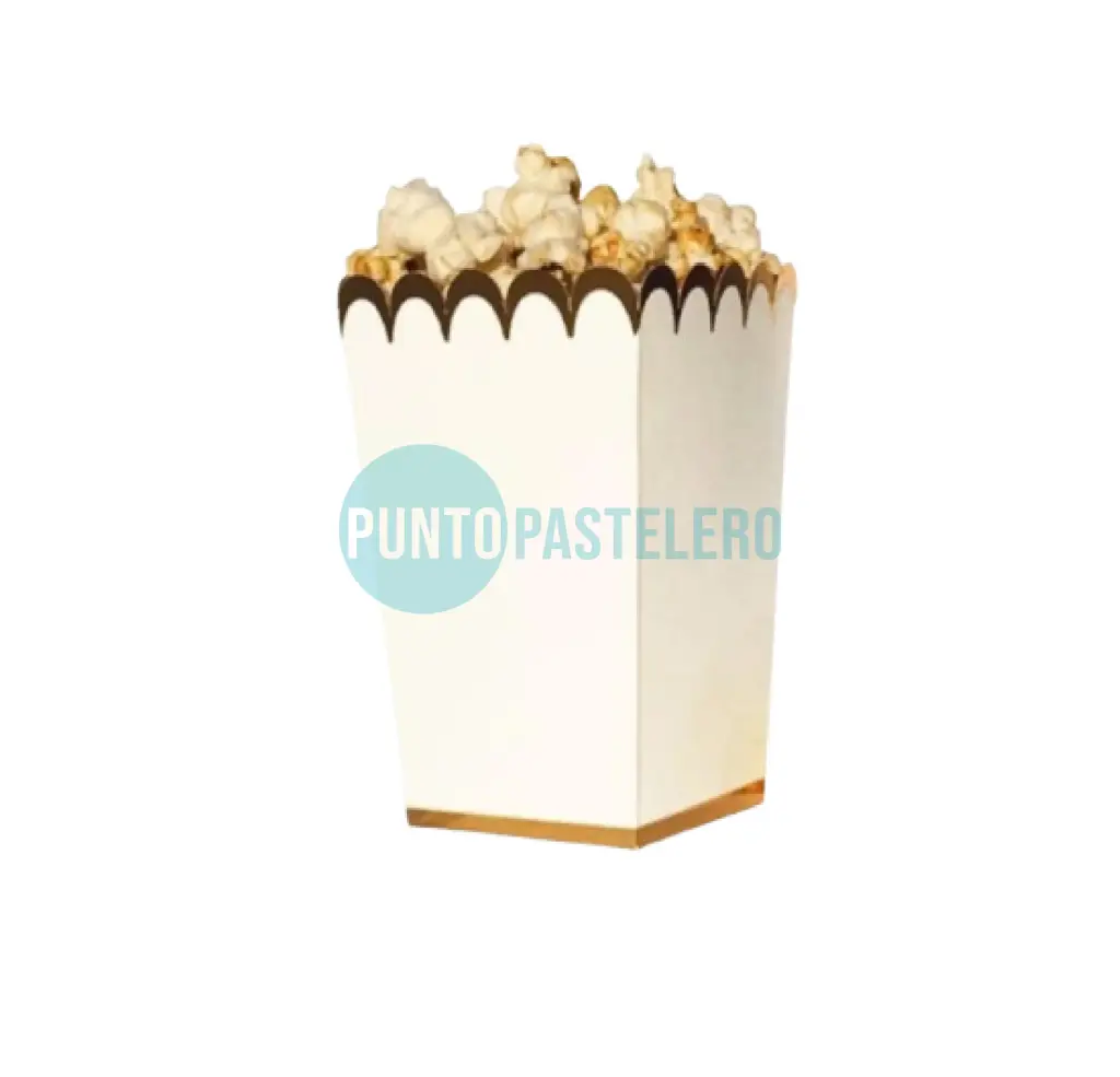 [7799051007979] POCHOCLERAS BLANCAS CON RIBETE DORADO (8 U.)