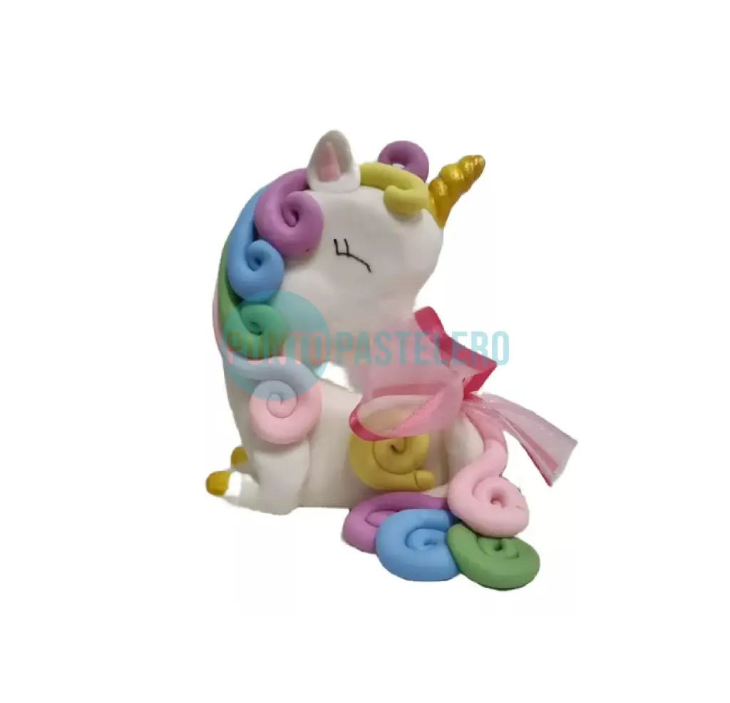 ADORNO PORCELANA FRIA UNICORNIO CON MOÑO