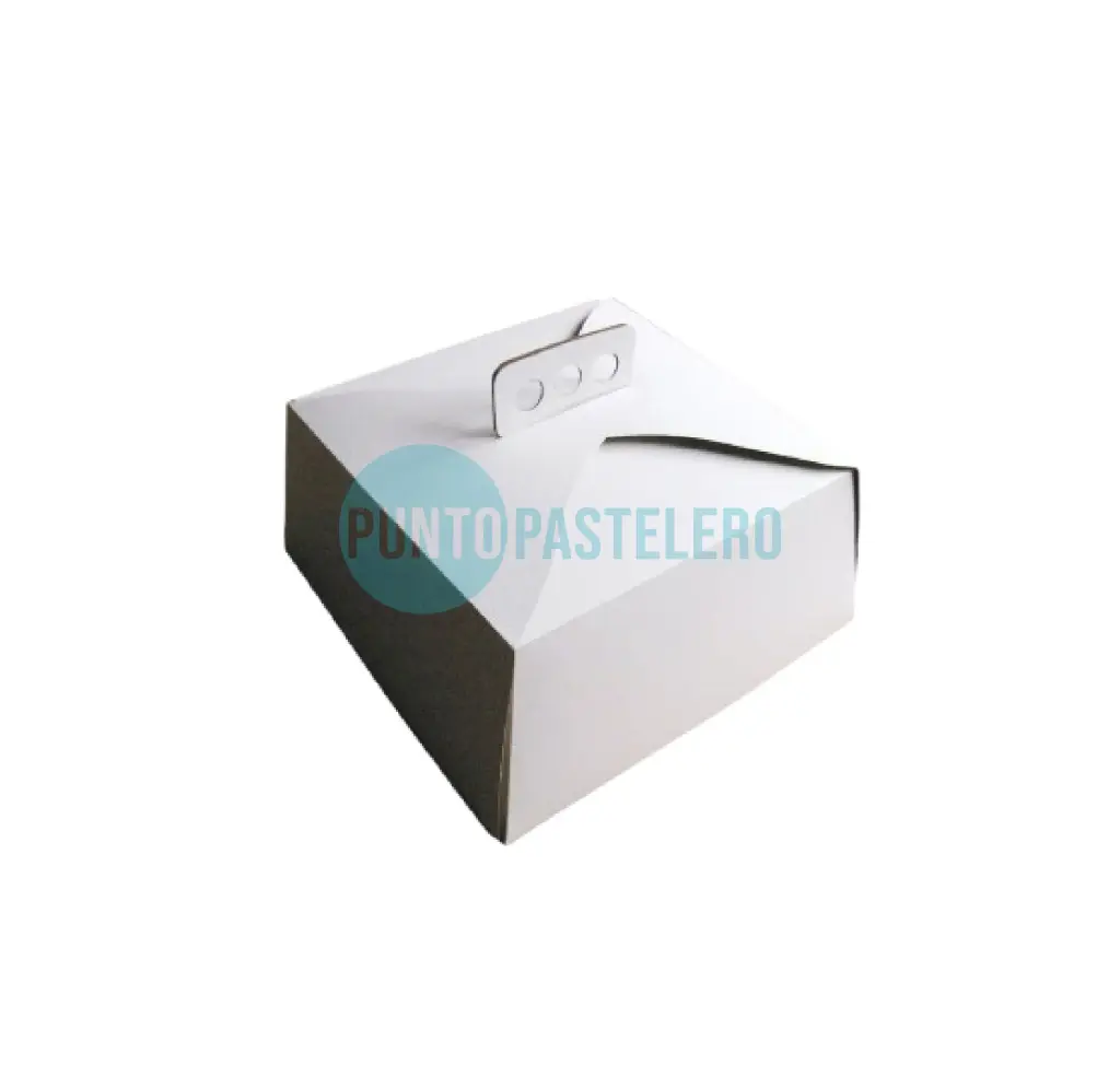 CAJA PARA TORTA MALETIN MICROCORRUGADO BLANCO (27X27X12 CM) [104 BIS]