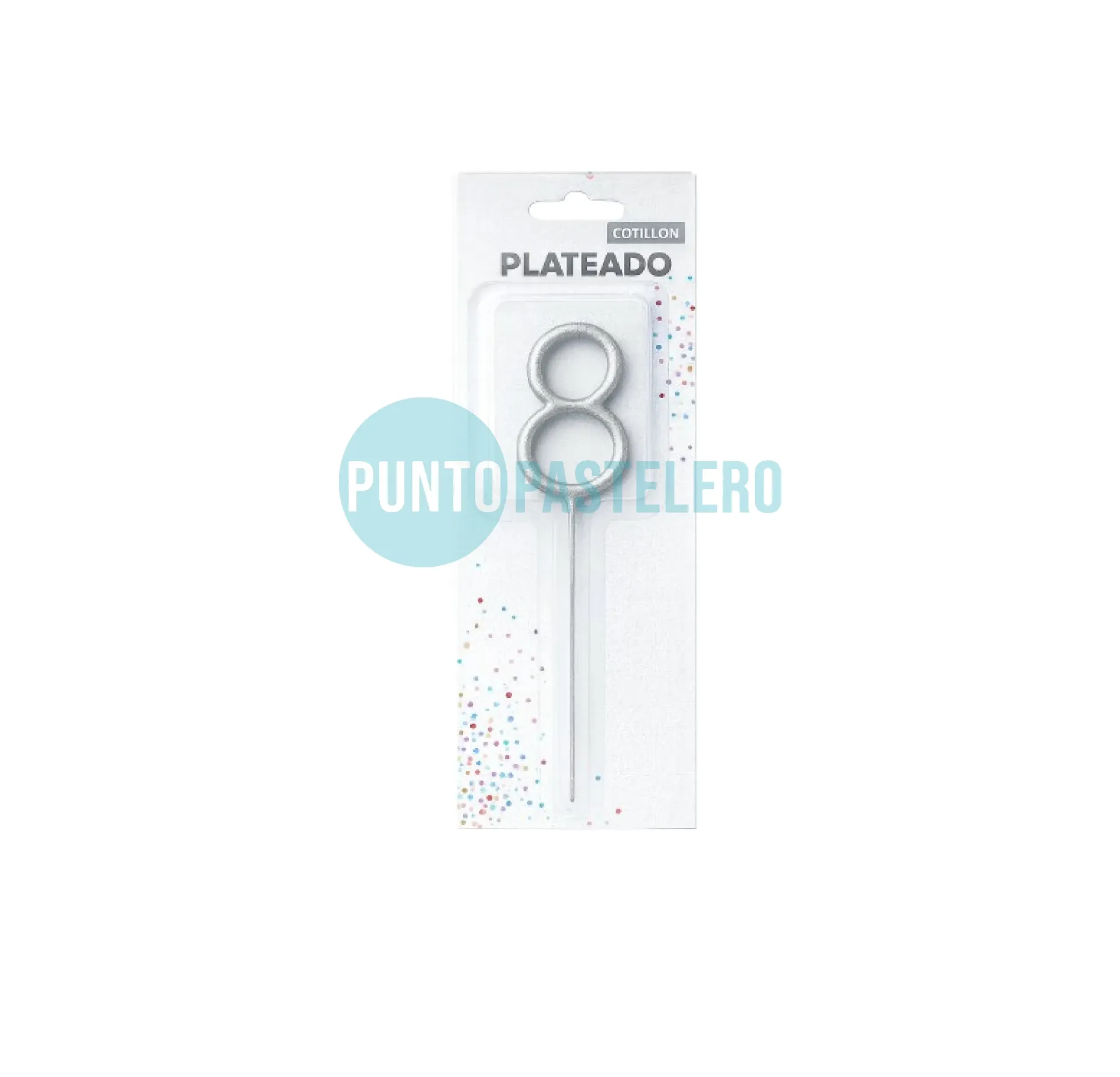 VELA SPARKLER PLATEADO (N° 8)