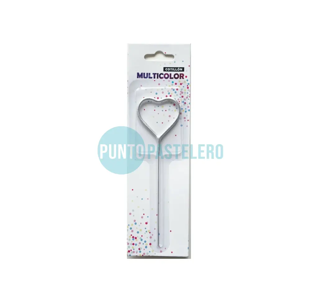 [0202013682130] VELA SPARKLER CORAZON PLATEADO