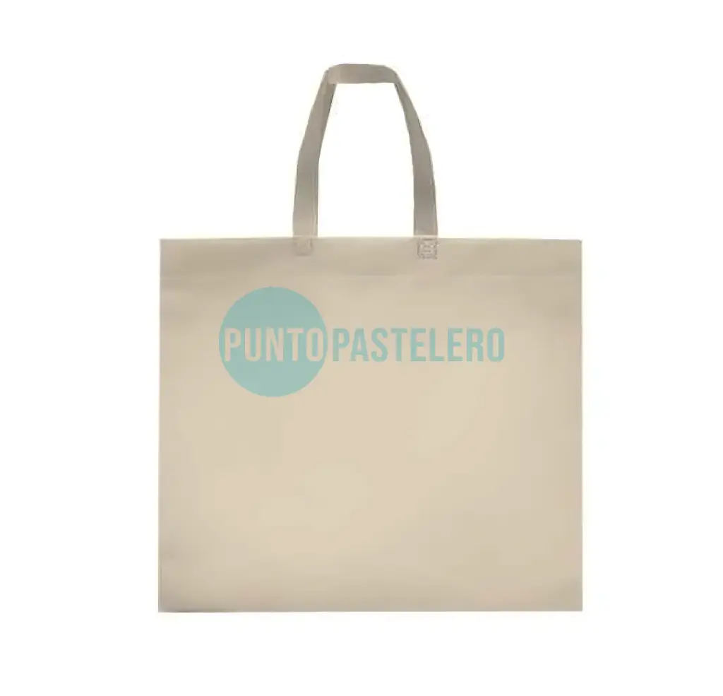 BOLSA DE TELA CON MANIJA BEIGE (45 X 40 CM)