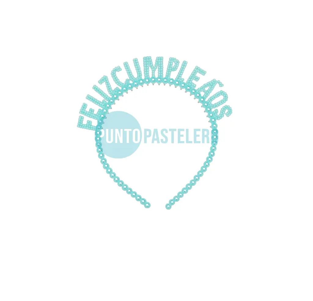 VINCHA FELIZ CUMPLEAÑOS PERLITAS METALIZADAS (CELESTE)