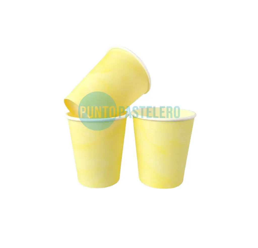 VASO POLIPAPEL MARMOLADO AMARILLO (10 U.)