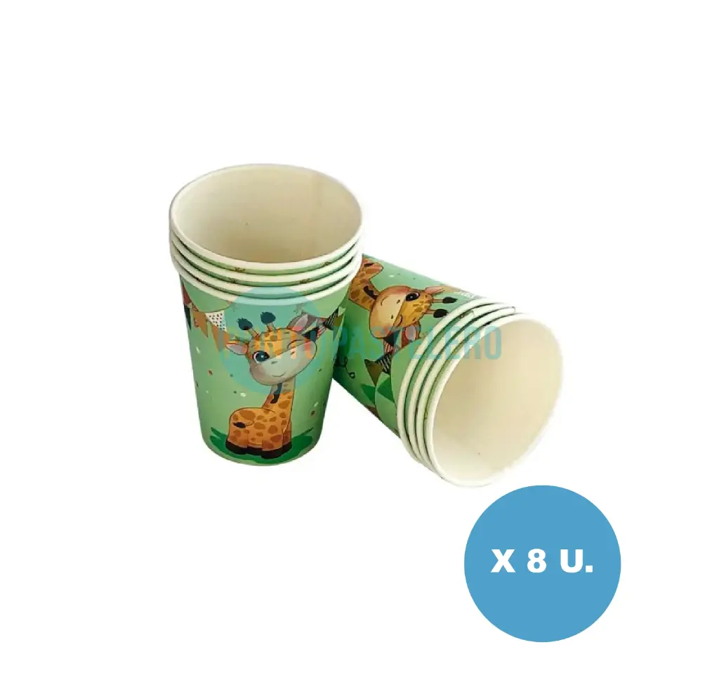 VASO POLIPAPEL SAFARI JIRAFA (8 U.)