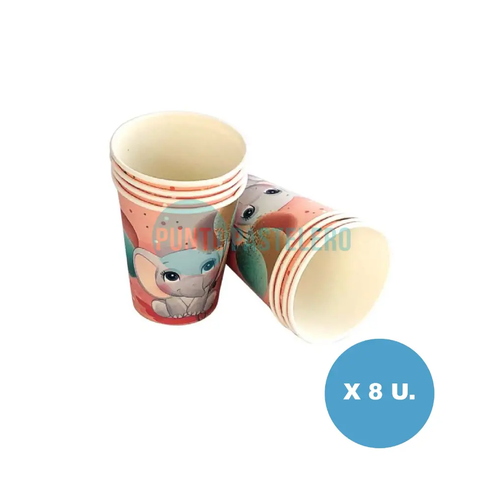 VASO POLIPAPEL SAFARI ELEFANTE (8 U.)