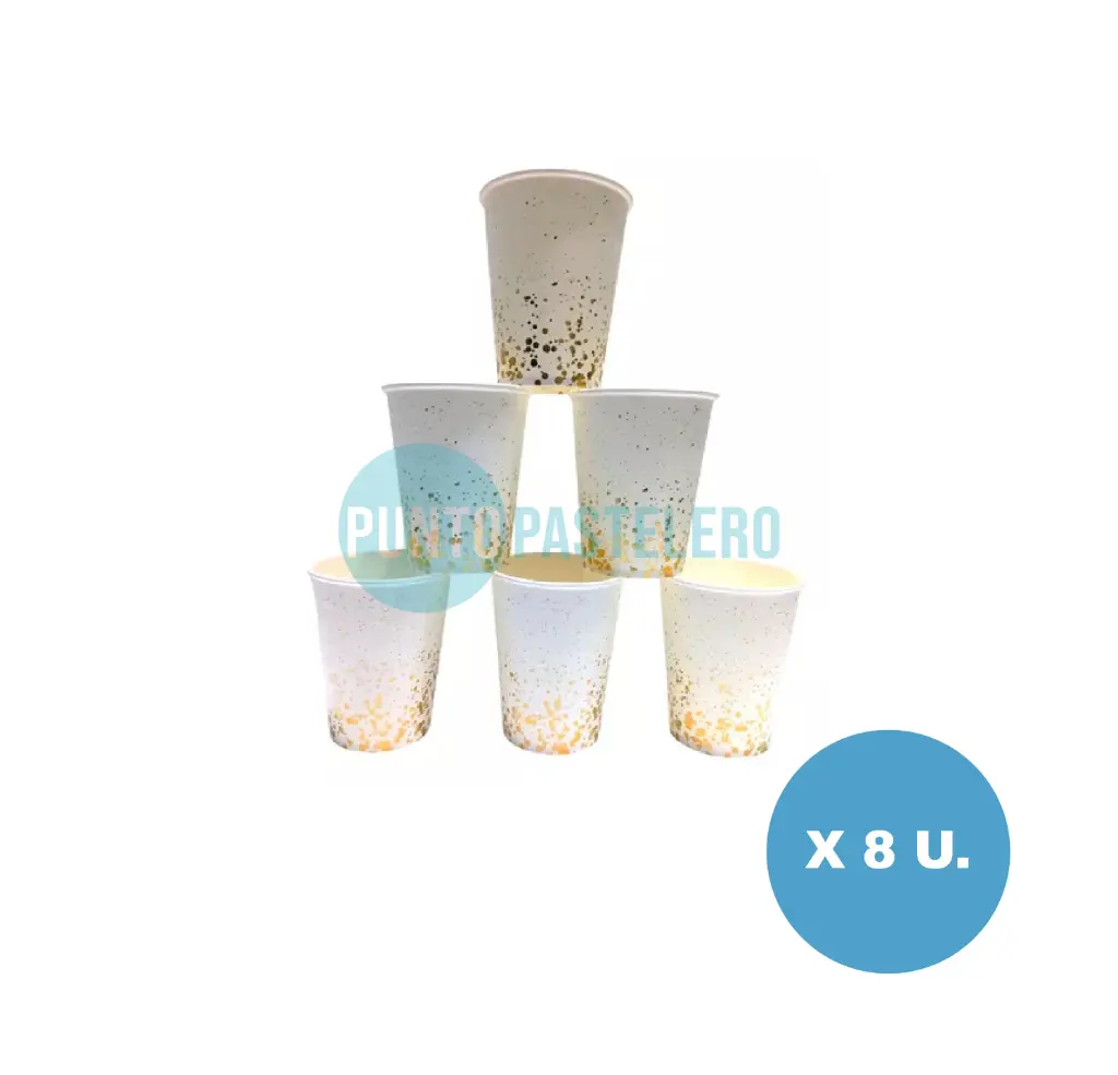 VASO STAMPING DORADO CONFETTI (8 U.)