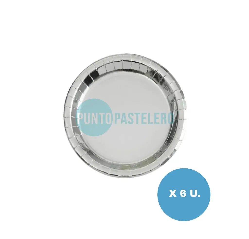 PLATOS METALIZADOS PLATEADO IRIDISCENTE (X 6 U.)