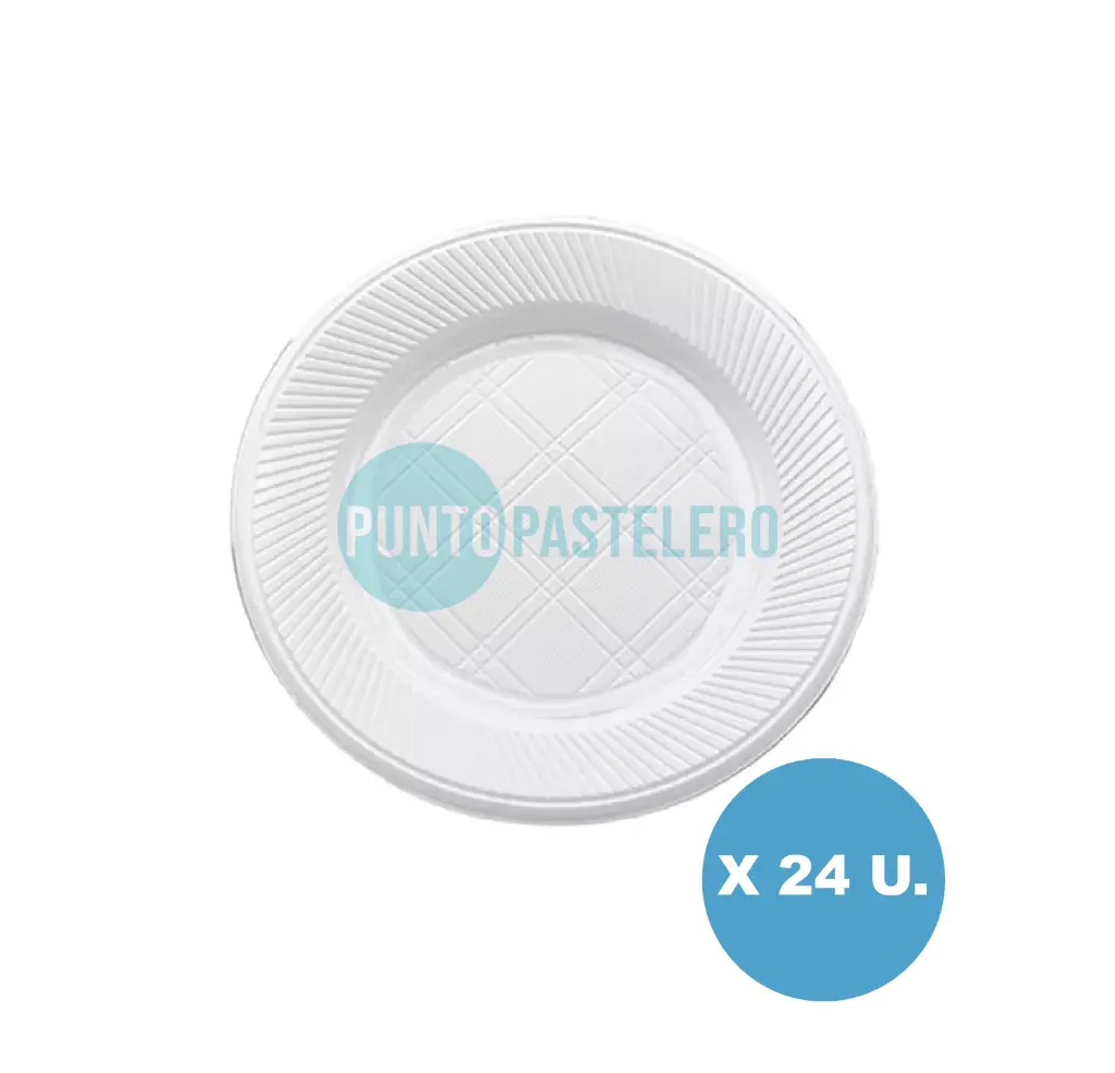 PLATO DESCARTABLE BLANCO 17 CM (X 24 U.)