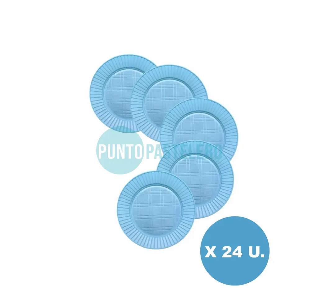 PLATO DESCARTABLE CELESTE 17 CM (X 24 U.)