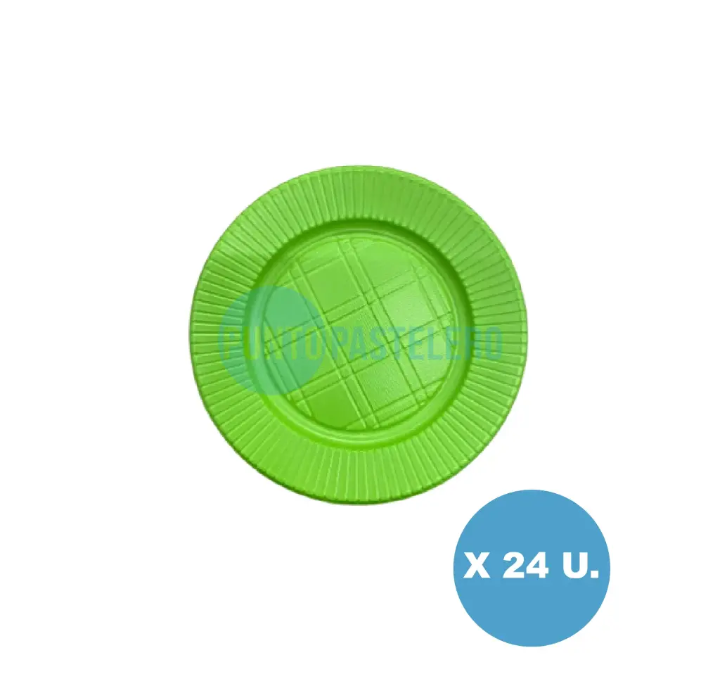 PLATO DESCARTABLE VERDE 17 CM (X 24 U.)