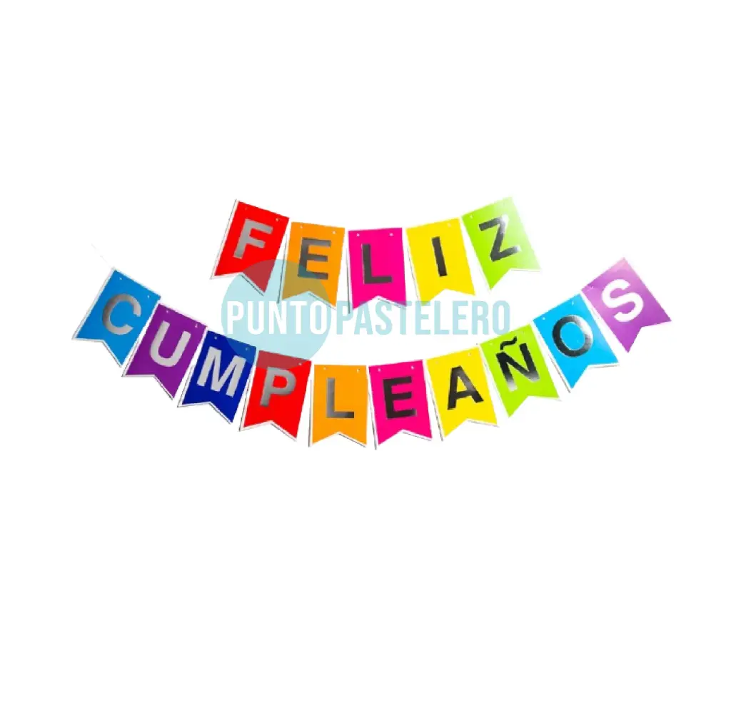 BANDERIN FELIZ CUMPLEAÑOS LISO (MULTICOLOR - COLORES VARIOS)