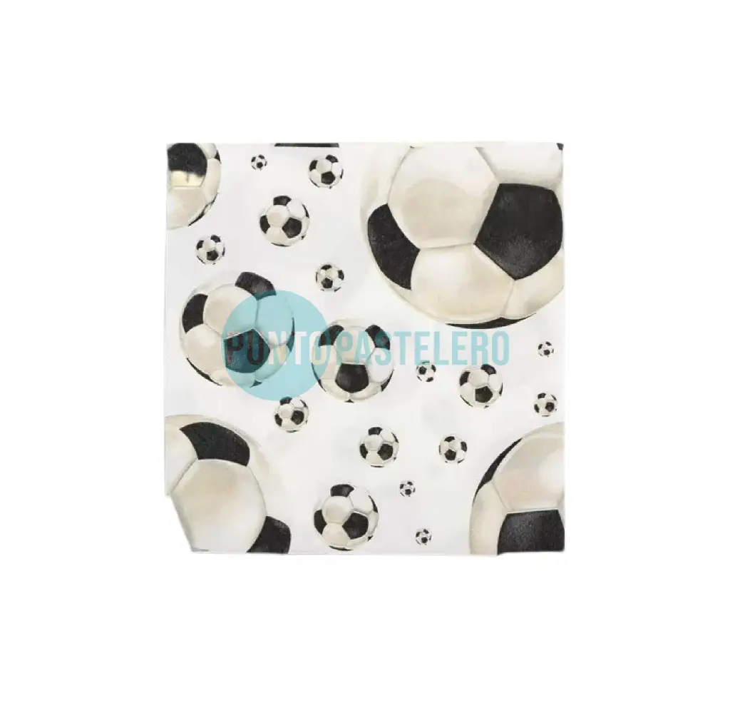 SERVILLETA PELOTA DE FUTBOL BLANCO Y NEGRO (X 20 U.)