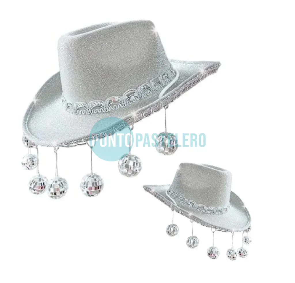 SOMBRERO VAQUERO GLITTER BOLA DISCO