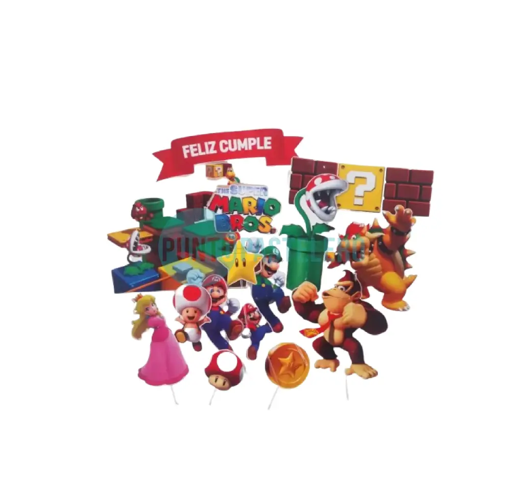 [23401700] ESCENOGRAFIA PARA DECORAR TORTAS Y CUPCAKES MARIO BROS (15 PZ)