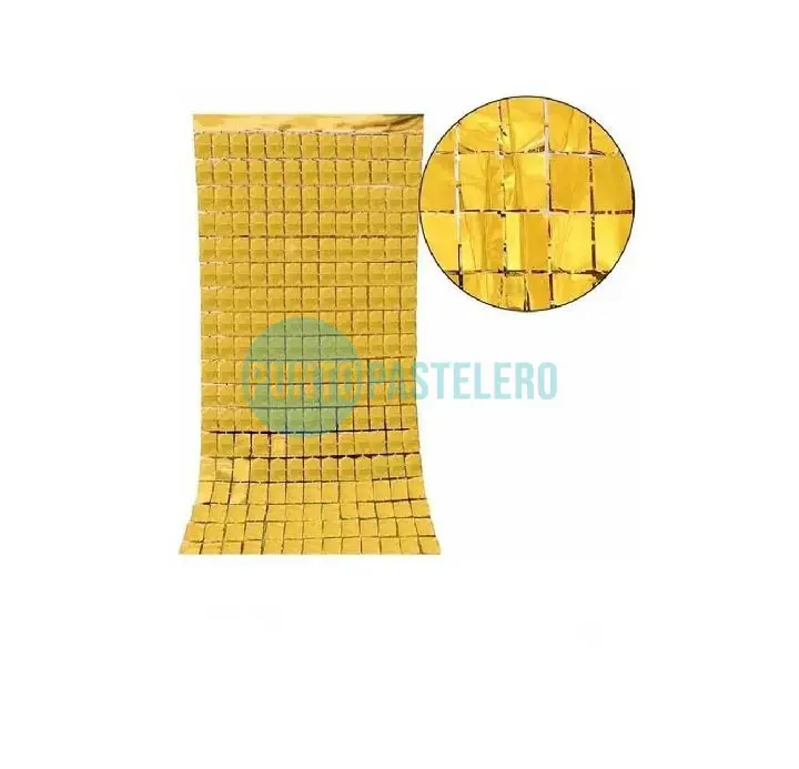 CORTINA METALIZADA BRICK WALL CHICO DORADO LASER (1 X 2 MT.)