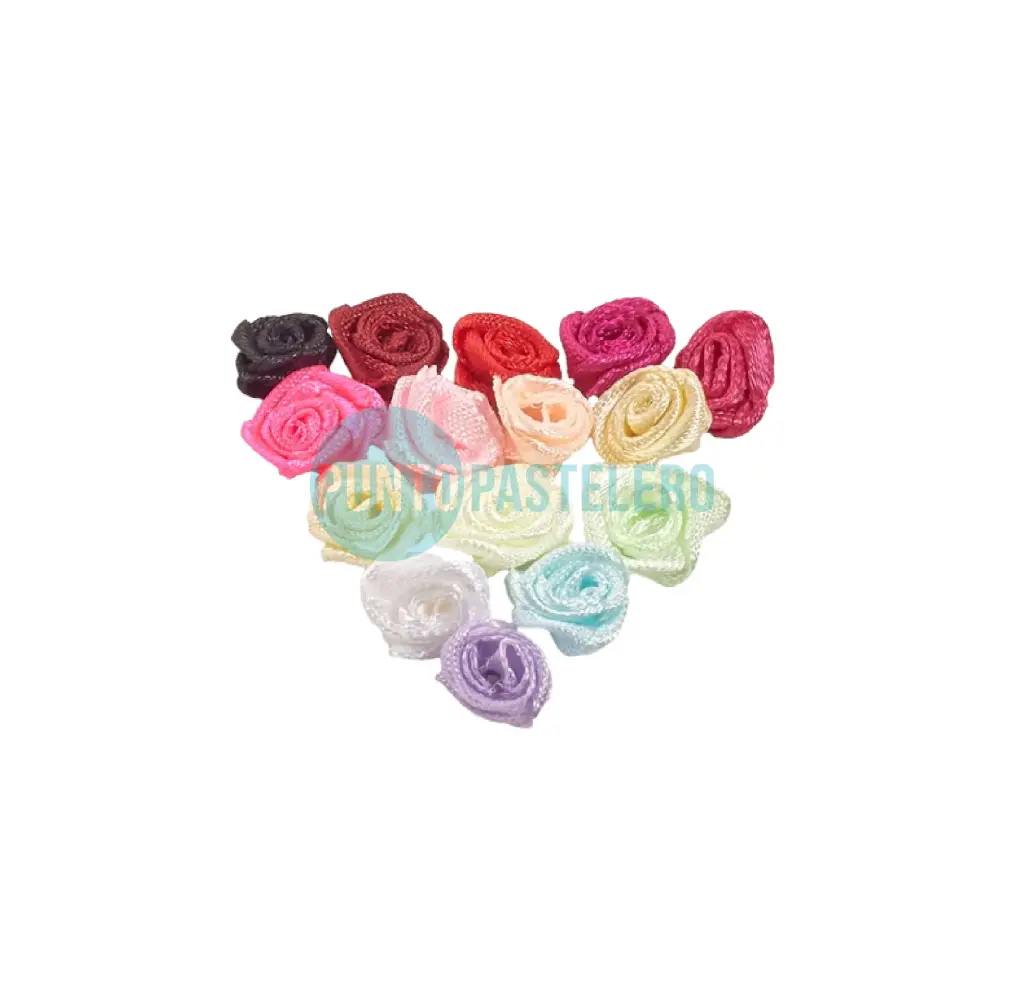 FLORCITAS RASO ROCOCO MINI SIN CABO (COLORES SURTIDOS) (X 72 U.)