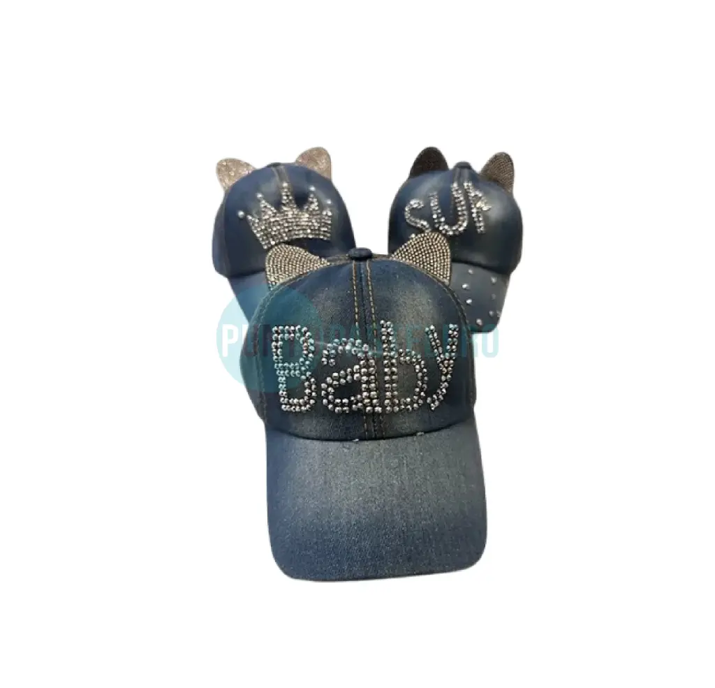 GORRA JEAN CON APLIQUE STRASS DORADO