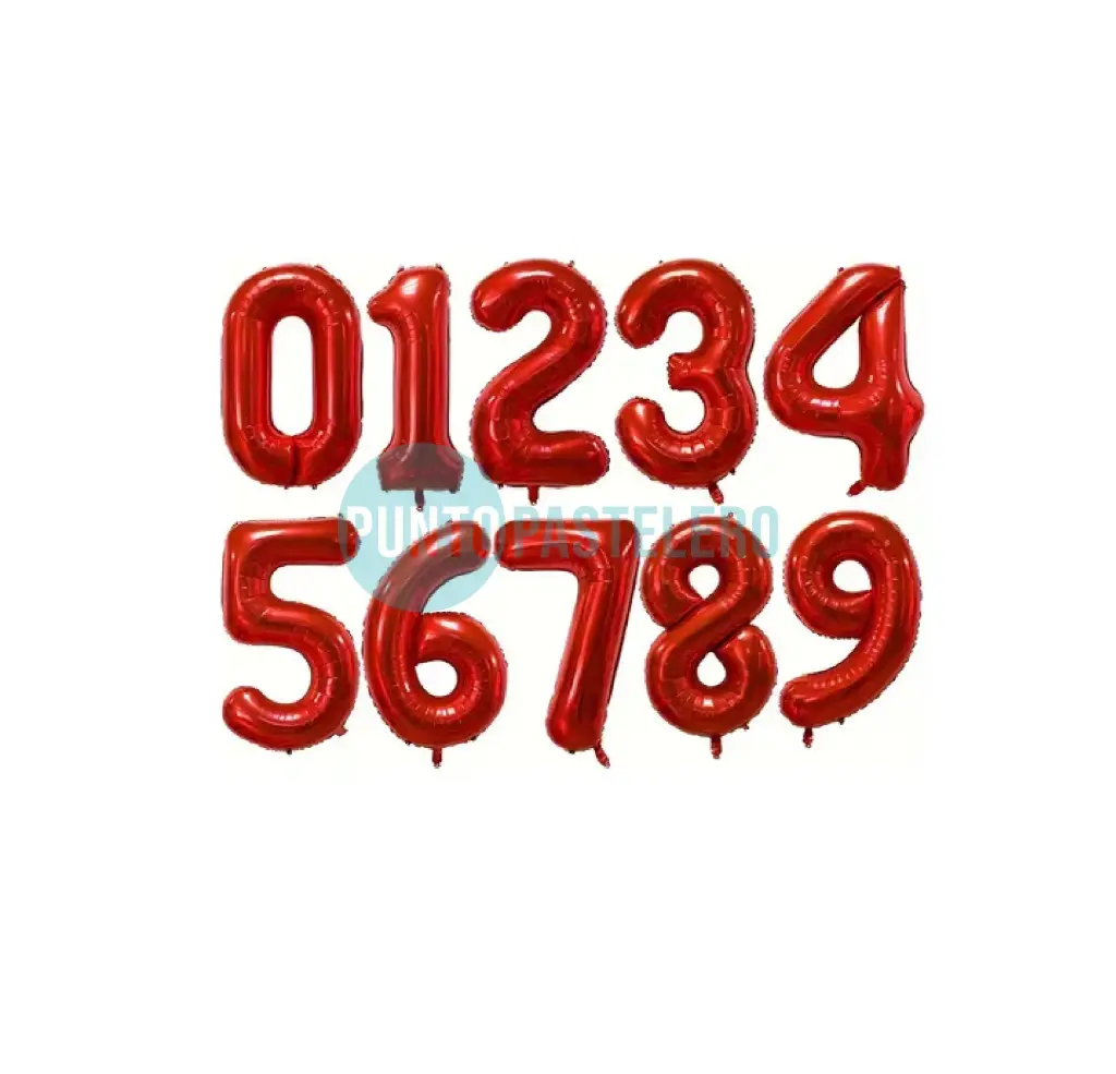 GLOBO NUMERO (0 AL 9) 40 CM METALIZADO ROJO (BALLOON)