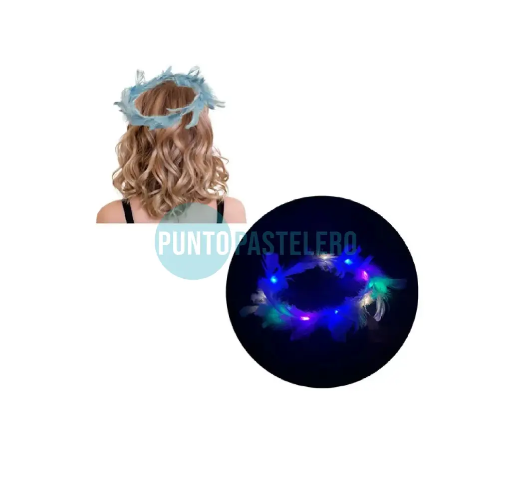 VINCHA DE PLUMAS CON LUZ (ANGEL)