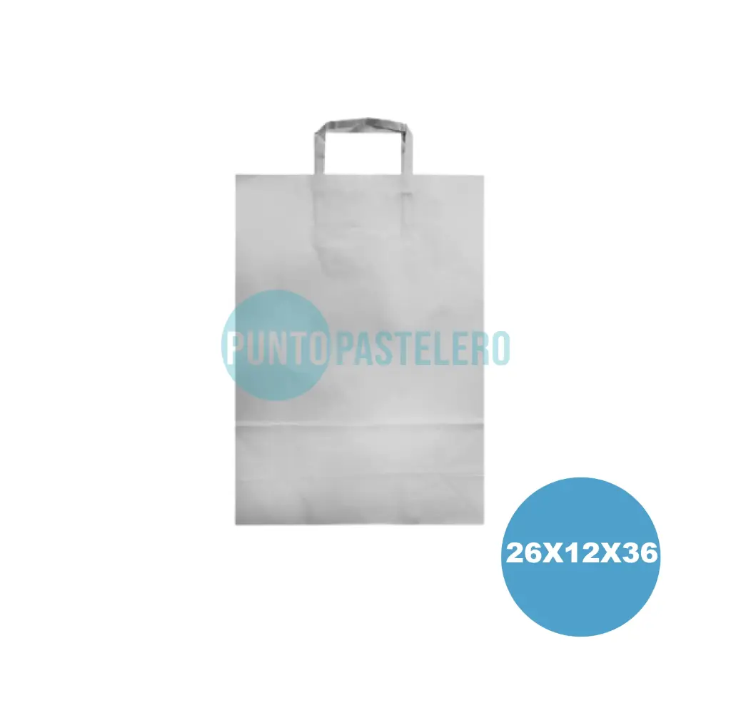 BOLSA PAPEL BLANCA CON MANIJA N°4 (26X12X36CM)