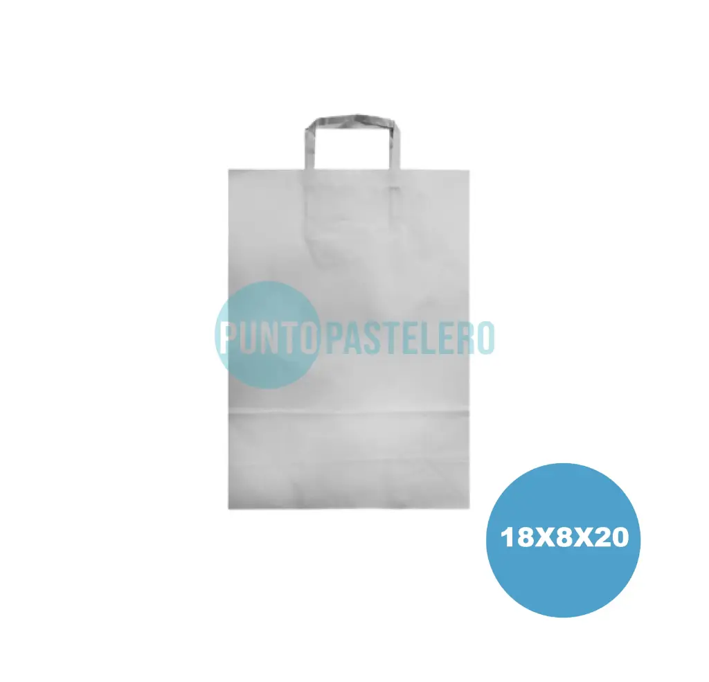 BOLSA PAPEL BLANCA CON MANIJA N°1 (18X8X20CM)