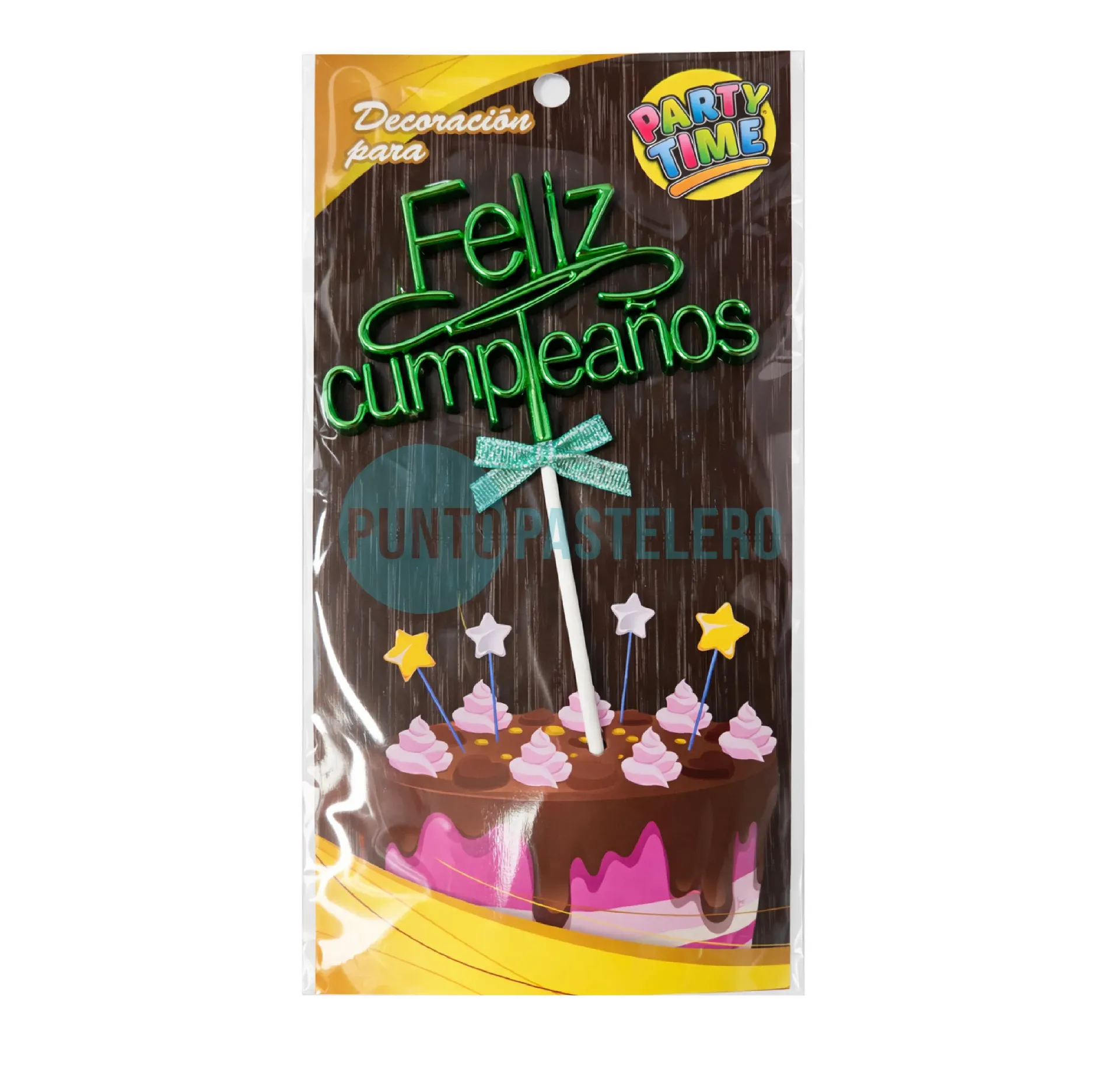 ADORNO PINCHE FELIZ CUMPLEAÑOS VERDE PARTY TIME