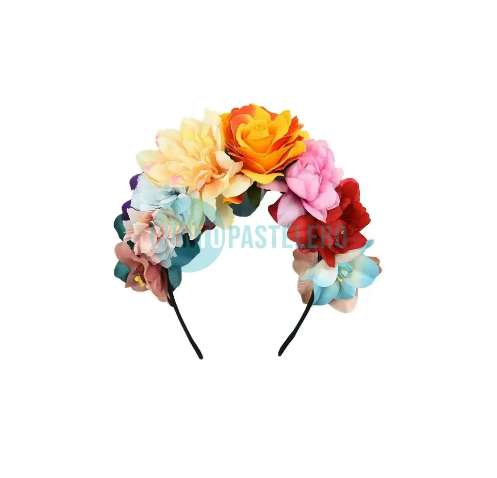 [5414978919823] VINCHA FLORES Y ROSAS COLOR PASTEL VINTAGE
