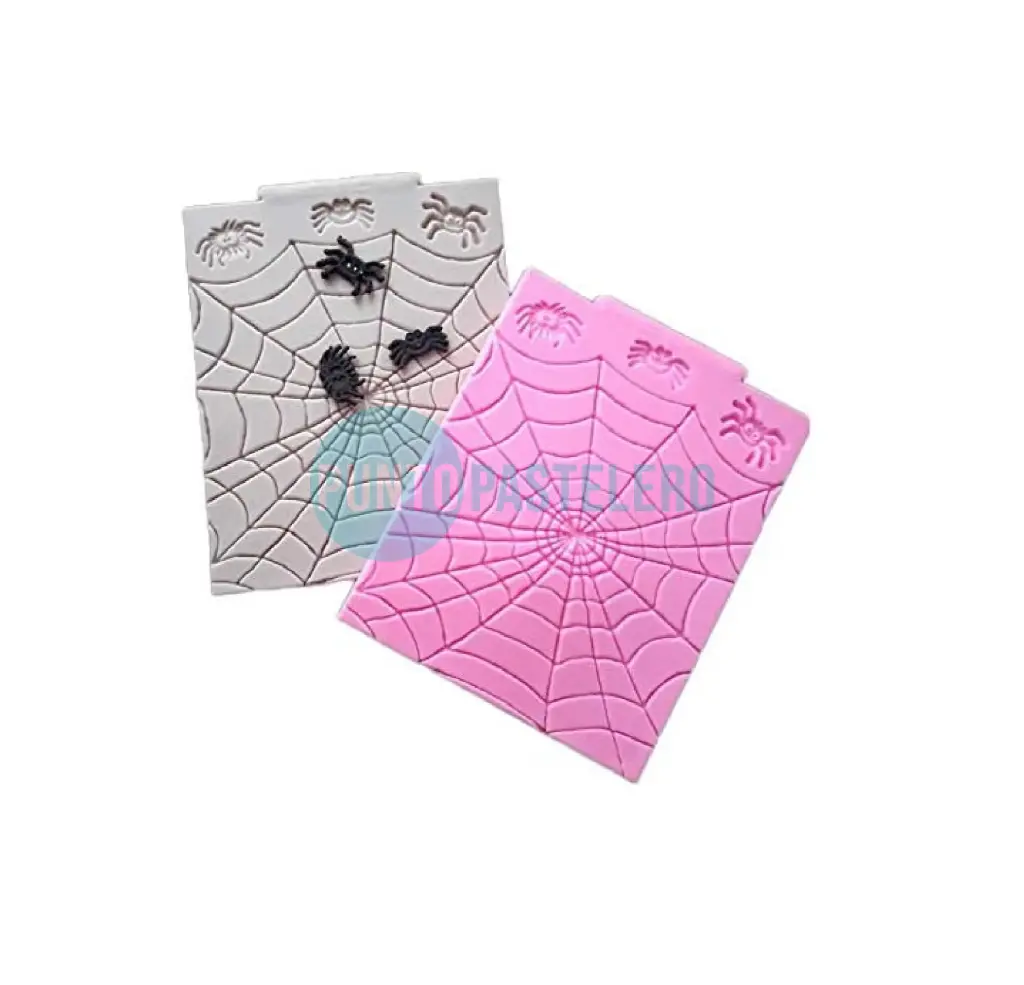 MOLDE SILICONA TELARAÑA CON 3 ARAÑAS